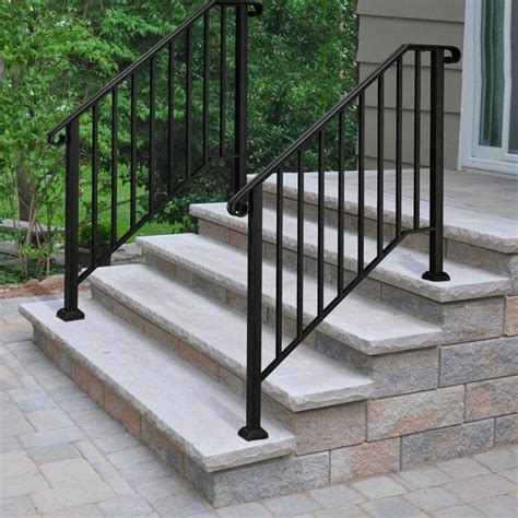 2 3 4 5 6 Steps Outdoor Wrought Iron Handrail Adjustable Height Stair 2 3 4 5 6 Steps Outdoor Wrought Iron Handrail Adjustable Height Stair