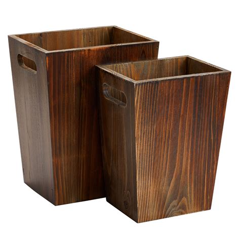 2 Piece Rustic Style Wood Trash Can Set Farmhouse Square Wastebasket Bin With Handles For Home Or Office Brown Small Large Michaels 2 Piece Rustic Style Wood Trash Can Set Farmhouse Square Wastebasket Bin With Handles For Home Or Office Brown Small Large Michaels