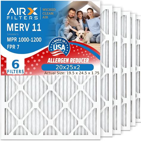 Airx Filters Allergy 20X25x2 Air Filter Merv 11 Ac Furnace Pleated Air Silver Airx Filters Allergy 20X25x2 Air Filter Merv 11 Ac Furnace Pleated Air Silver