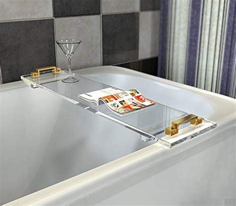 Amazon Com Acrylic Bathtub Tray Caddy With Metal Handles Lucite Clear Amazon Com Acrylic Bathtub Tray Caddy With Metal Handles Lucite Clear