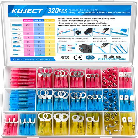 Bates Heat Shrink Wire Connectors Kit 320 Pcs Ring Fork Spade Butt Splices Bates Heat Shrink Wire Connectors Kit 320 Pcs Ring Fork Spade Butt Splices