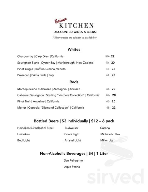 Carbone S Kitchen Menu In Bloomfield Connecticut Usa Carbone S Kitchen Menu In Bloomfield Connecticut Usa