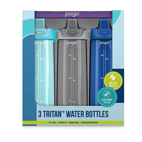 Pogo Bpa Free Tritan Water Bottles With Flip Lid And Straw 32 Ounce 3 Pack Sky Blueberry Gray Amazon Com Pogo Bpa Free Tritan Water Bottles With Flip Lid And Straw 32 Ounce 3 Pack Sky Blueberry Gray Amazon Com