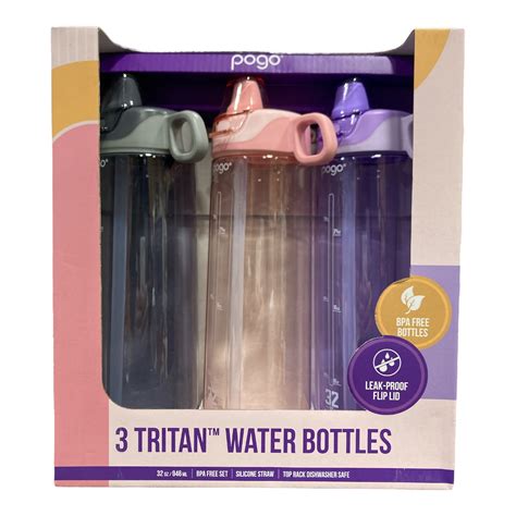 Pogo Reusable Tritan Water Bottles 32Oz 3Pk With Soft Silicone Straw Pogo Reusable Tritan Water Bottles 32Oz 3Pk With Soft Silicone Straw
