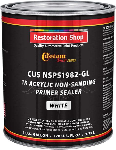 Premium 1K Acrylic Non Sanding Primer Sealer Paint Color White 1 Gal Tcp Global Premium 1K Acrylic Non Sanding Primer Sealer Paint Color White 1 Gal Tcp Global