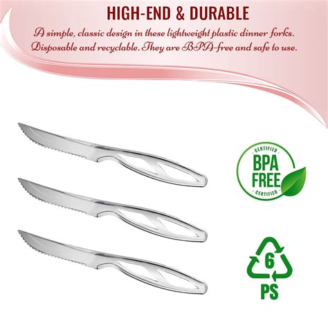 Silver Disposable Plastic Steak Knives 360 Knives Plastic Cutlery Silver Disposable Plastic Steak Knives 360 Knives Plastic Cutlery