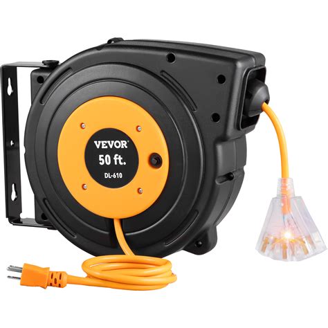 Vevor 50Ft Retractable Extension Cord Reel 14Awg 3Csjtow Power Cord