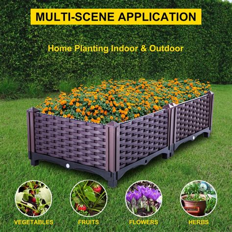 Vevor Plastic Raised Garden Bed 9 H Flower Box Kit Brown Rattan Vevor Plastic Raised Garden Bed 9 H Flower Box Kit Brown Rattan