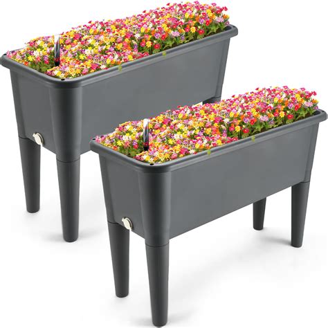 Yungyan 2 Pcs 13 2 Gallon Raised Garden Bed Plastic Planter Box Self Watering Flower Box Deepen Herb Planter Elevated Plant Bed With Removable Legs Yungyan 2 Pcs 13 2 Gallon Raised Garden Bed Plastic Planter Box Self Watering Flower Box Deepen Herb Planter Elevated Plant Bed With Removable Legs